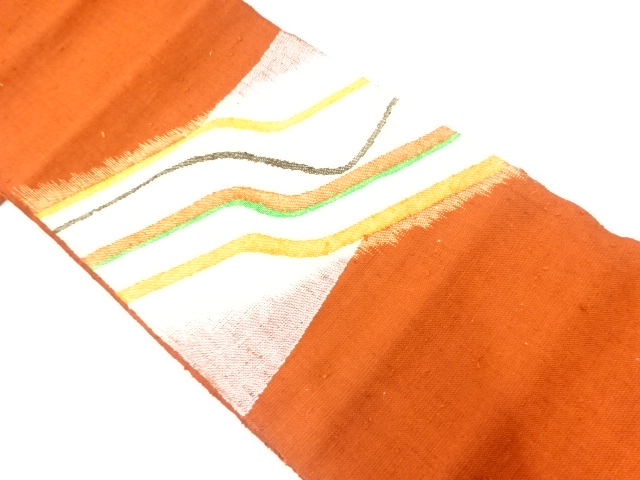 JAPANESE KIMONO / ANTIQUE NAGOYA OBI / SILK / MAWATA TSUMUGI / WOVEN ABSTRACT